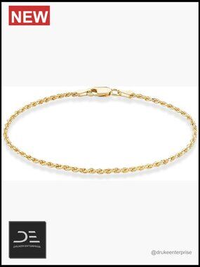 18K Gold Plated Sterling Silver Diamond-Cut Braided Rope Chain Anklet